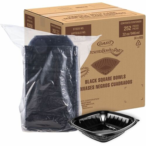 Bowl, Plastic, PP, 32 Oz, Black, 63/PK 4/CT