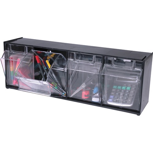 Bin, Storage, 4 Unit, Black