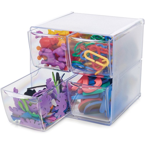 Organizer, Cube, 4 Drawer, Clear