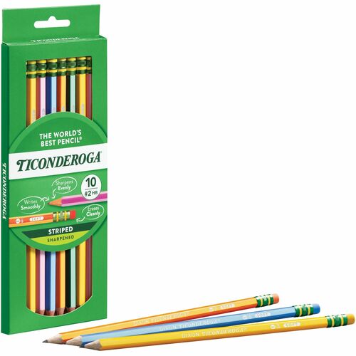 Ticonderoga Wood Pencils, No. 2, Ast 10/PK