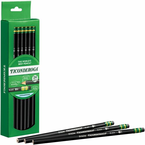 Pencils, No. 2, Black Woodcase, Black Lead/Eraser 24/BX