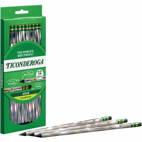 Wood Pencils, With Latex Free Eraser, HB, 2 Lead Grade, Black 12/PK