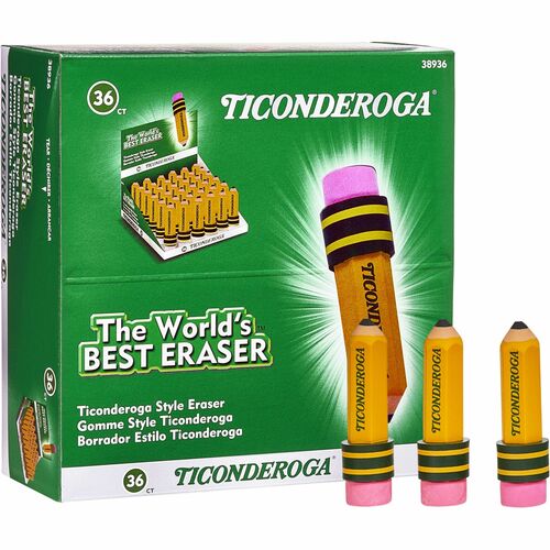 Eraser, Pencil-Shaped, Yellow Barrel/Pink Top 36/BX