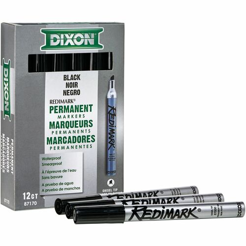 Marker, Permanent, Redimark, Chisel, Black 12/DZ
