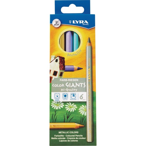 Pencils, Color, Giant, 6 Colors, 6.25mm Lead, AST Metallic 6/PK