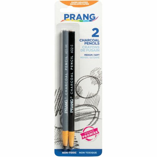 Charcoal Pencils, Self-Sharpening, Medium/Soft, Black 2/PK