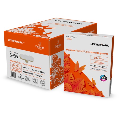 Paper, Premium, 8-1/2" W x 11" H, 20 lb, 500/RM, White 10/CT