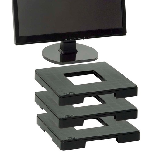 Monitor Riser Block, Stackable, 12" x 12" x 1-1/4", Black