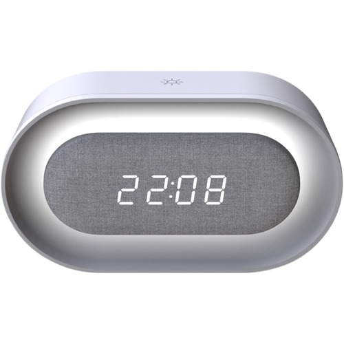 Night Light, With Alarm Clock, 6-1/8" x 4-1/8" x 1-7/8", White/Gray