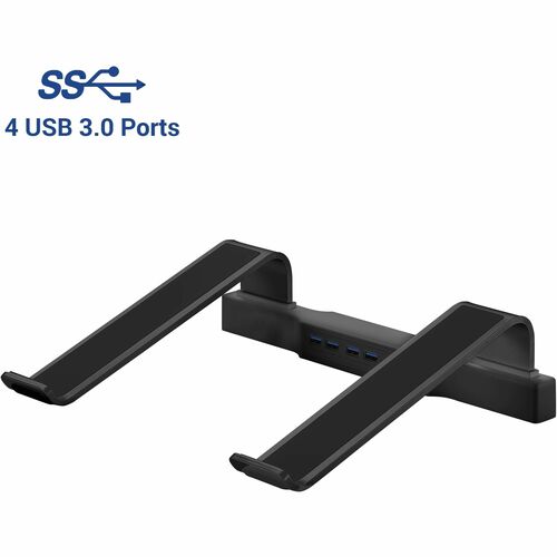 Laptop Stand, USB 3.0 Ports, 9-3/4"Wx12-1/10"Lx3"H, Black