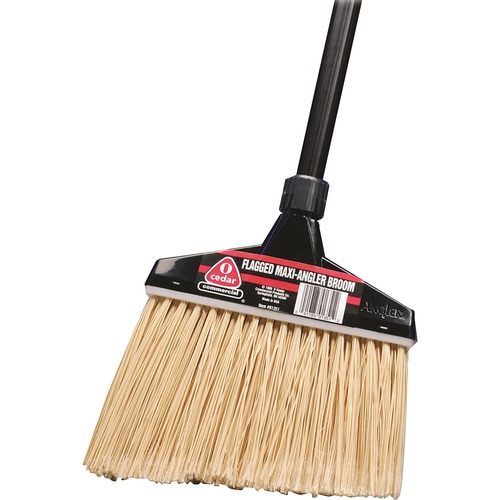 Broom, Flagged Bristles, 14" Head, 48" Handle, Black