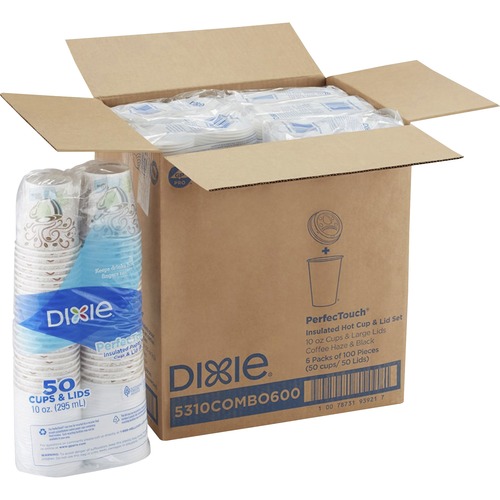 Cup/Lid Combo, Nonslip, 10 Ounce, White 50/PK