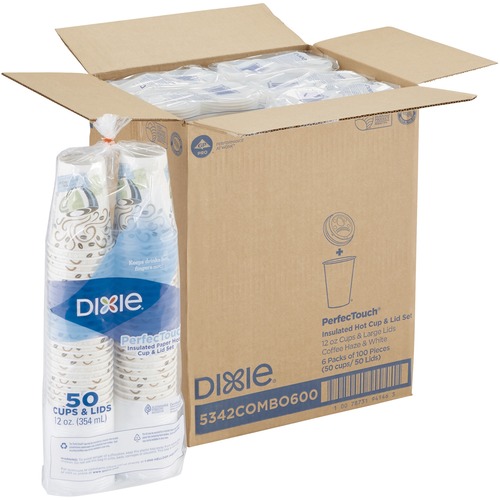Cup, Paper, Hot, 12 Ounce, With Lids, 50/PK 6/CT