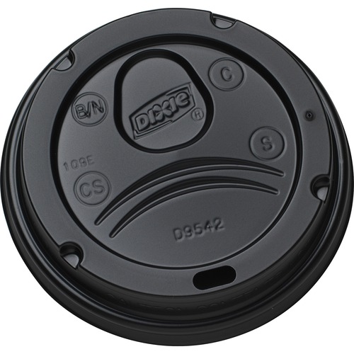 Lid, PLS, 16/20 Ounce, Hard Clear, Black, 100/PK 10/CT