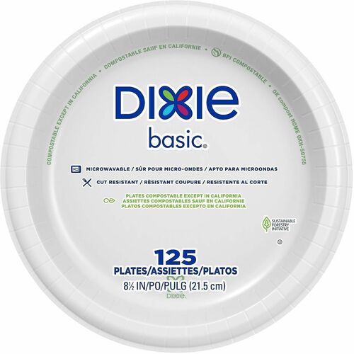 Plate, Paper, Coated, 8.5", White 125/PK