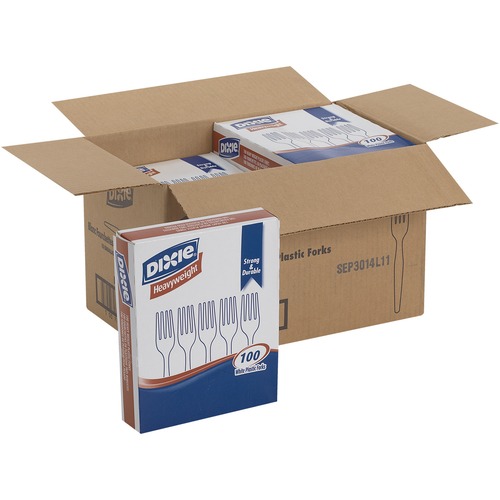 Fork, Styrene, Heavywt, White, 100/BX 10/CT