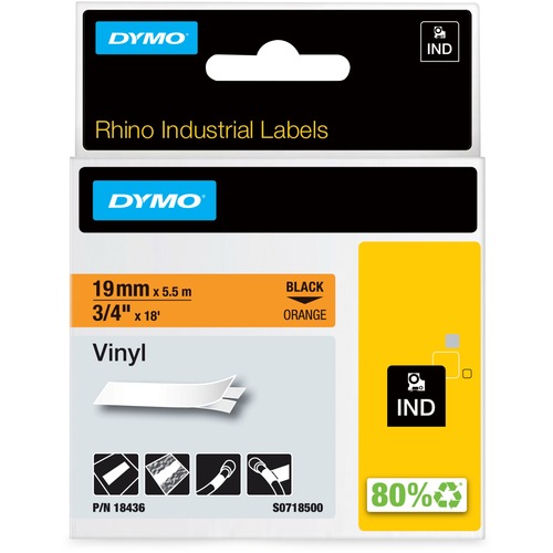 Tape, Industrial, Vinyl, 3/4", Black/OE