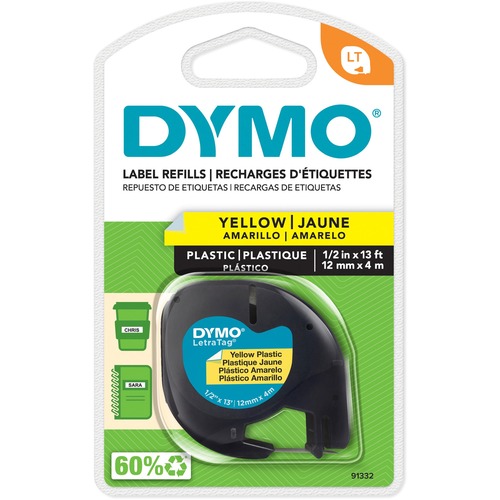 Tape, Letratag, Label Maker, .5", Yellow