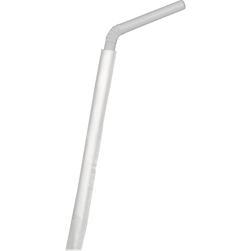 Flexible Straws, 7.75", Wrapped, Translucent 1600/CT