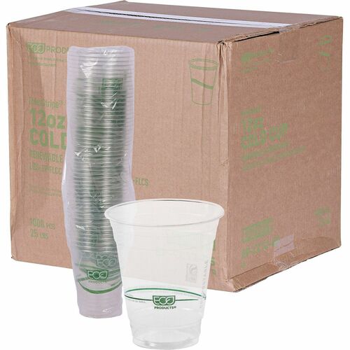 Cold Cup, Eco Friendly, 12 Ounce, Clear/Green Stripe 1000/CT
