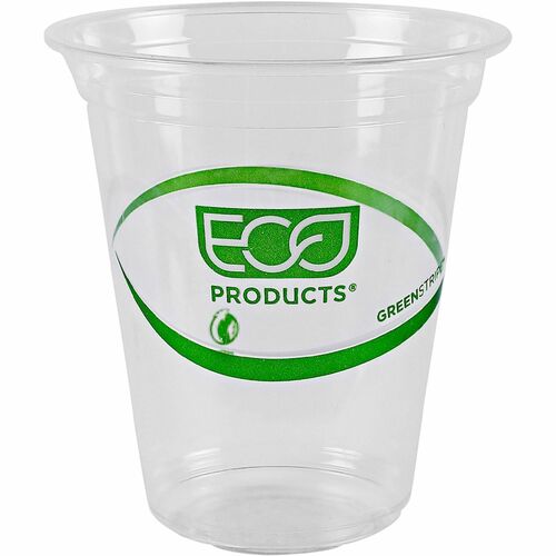 Cold Cup, Eco Friendly, 16oz, Clear/Green Stripe 50/PK