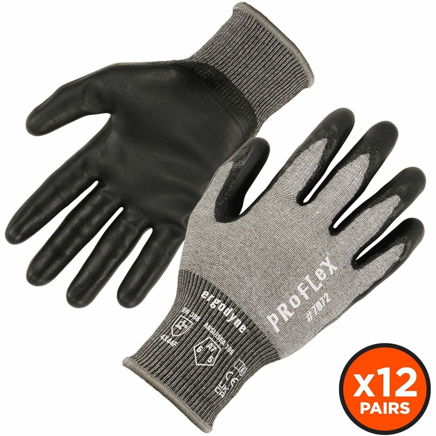 Glove, Coated, A7, Natural, Gray, M 12/PK