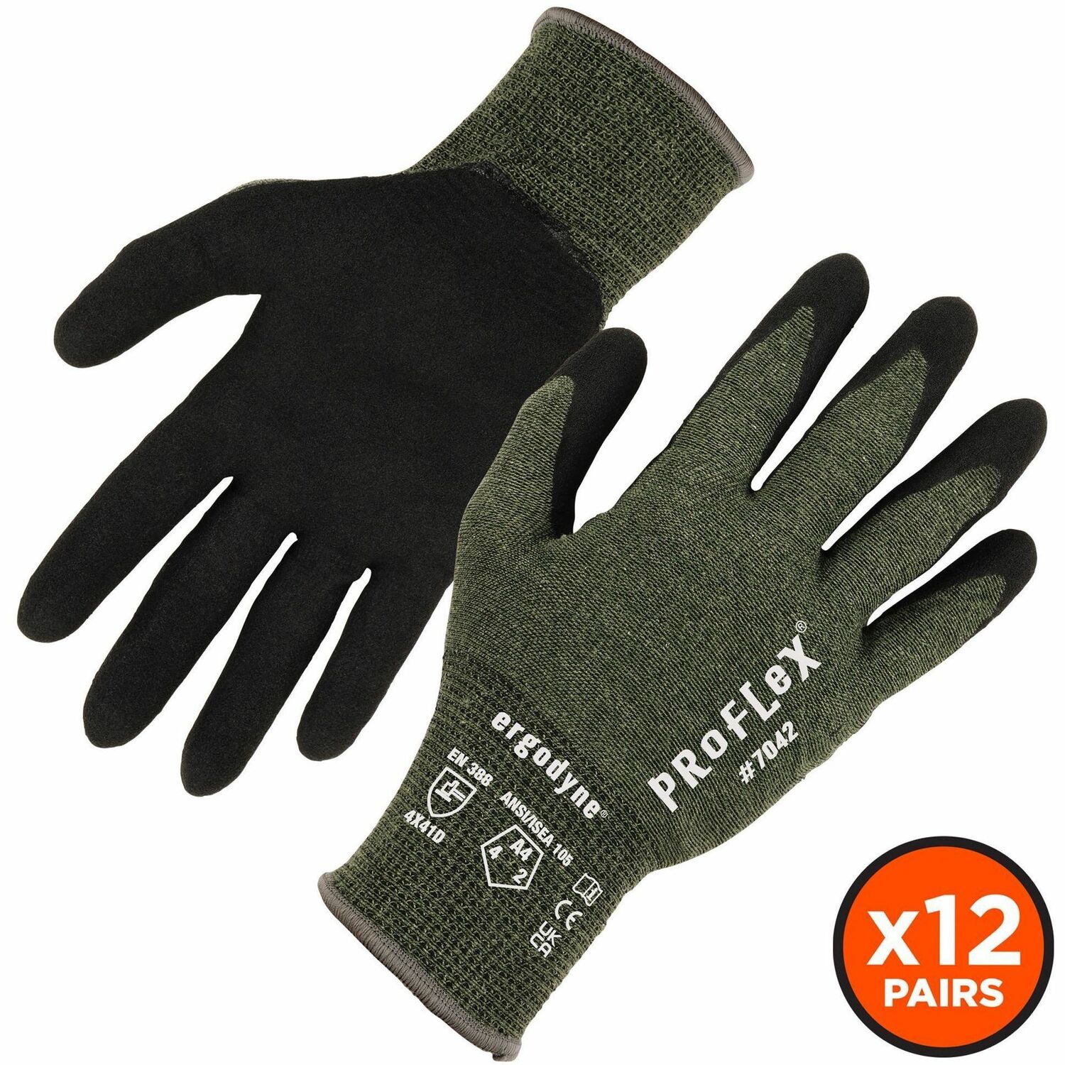 Glove, Coated, A4, Natural, Green, 2X 12/PK