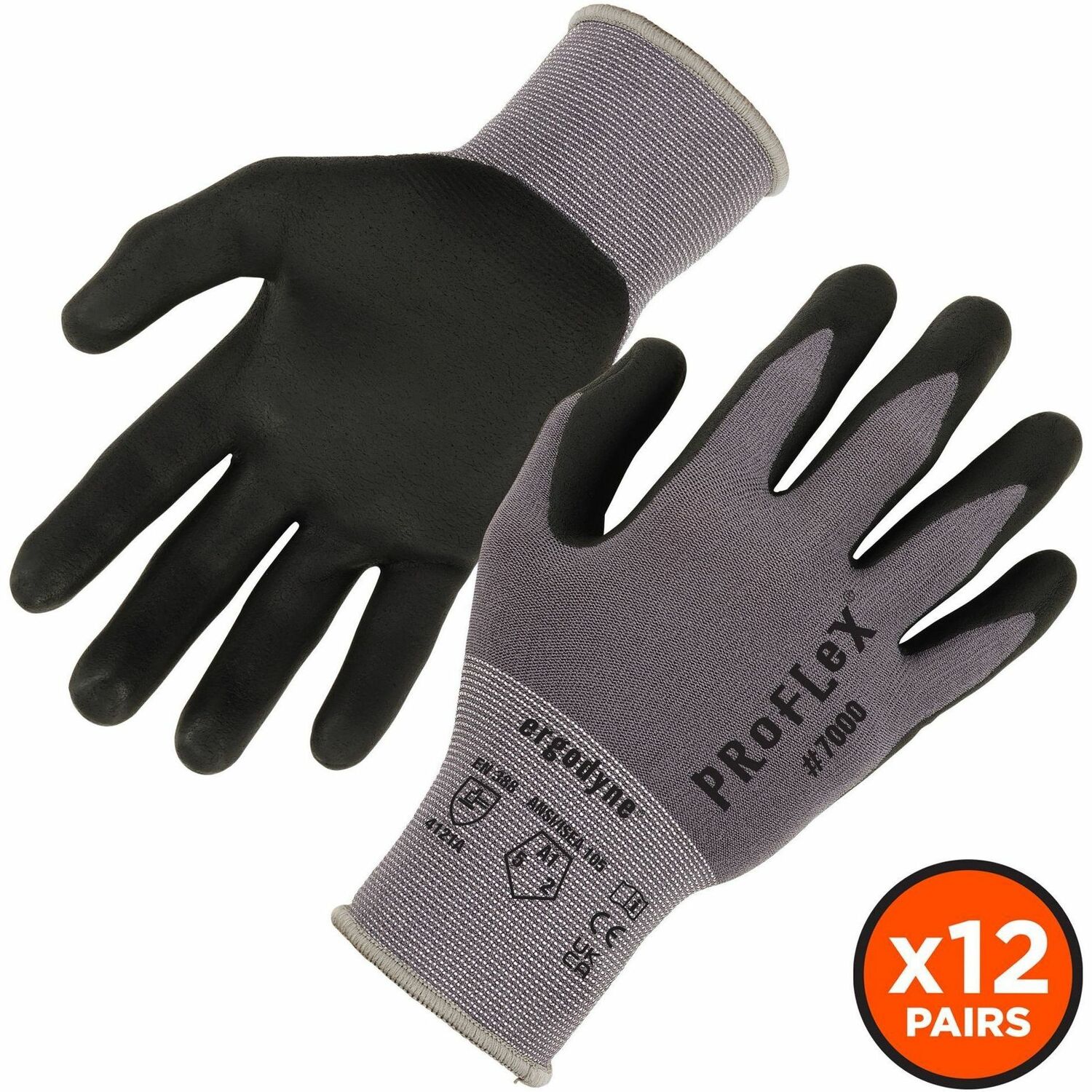 Glove, Coated, Nitrile, Gray, XS 12/PK