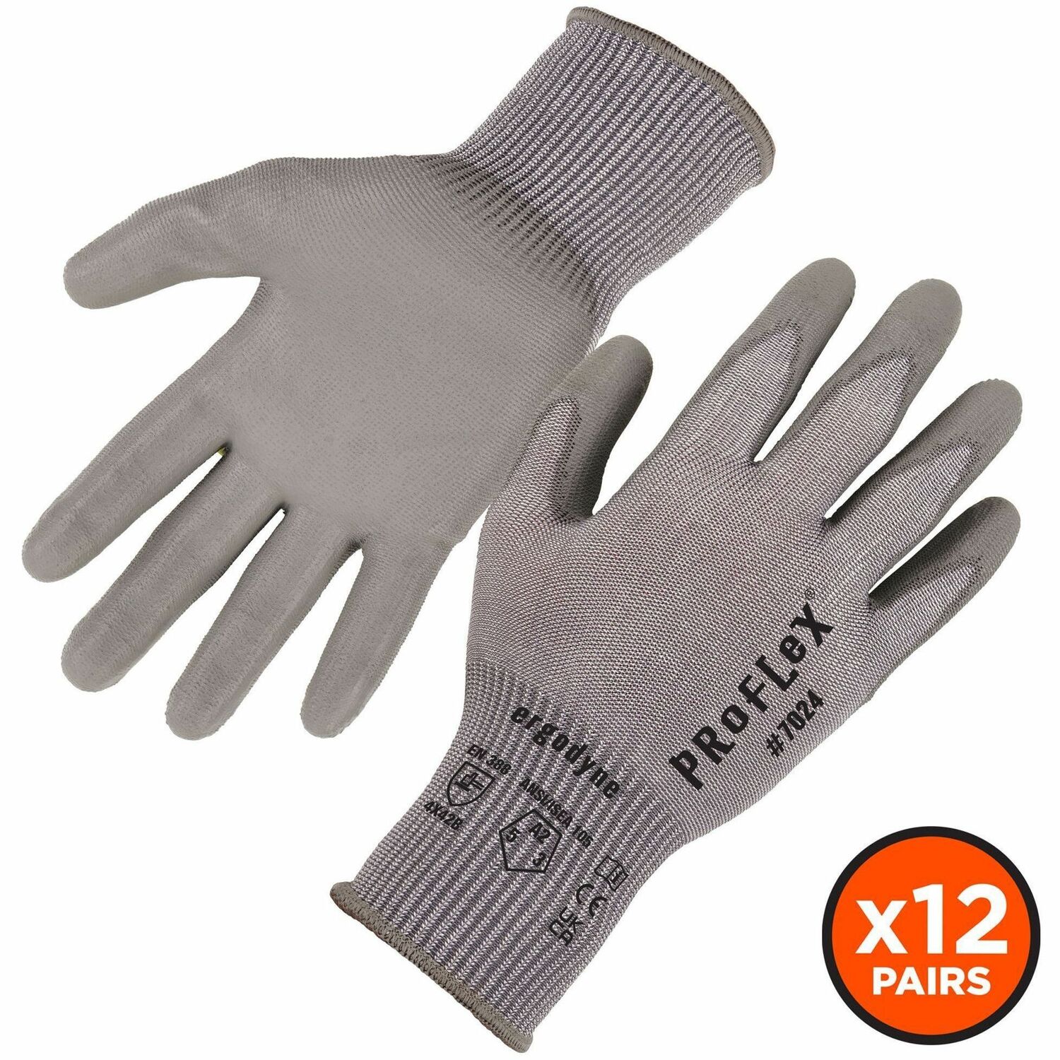 Glove, Coated, A2, Polyurethane, Gray, L 12/PK