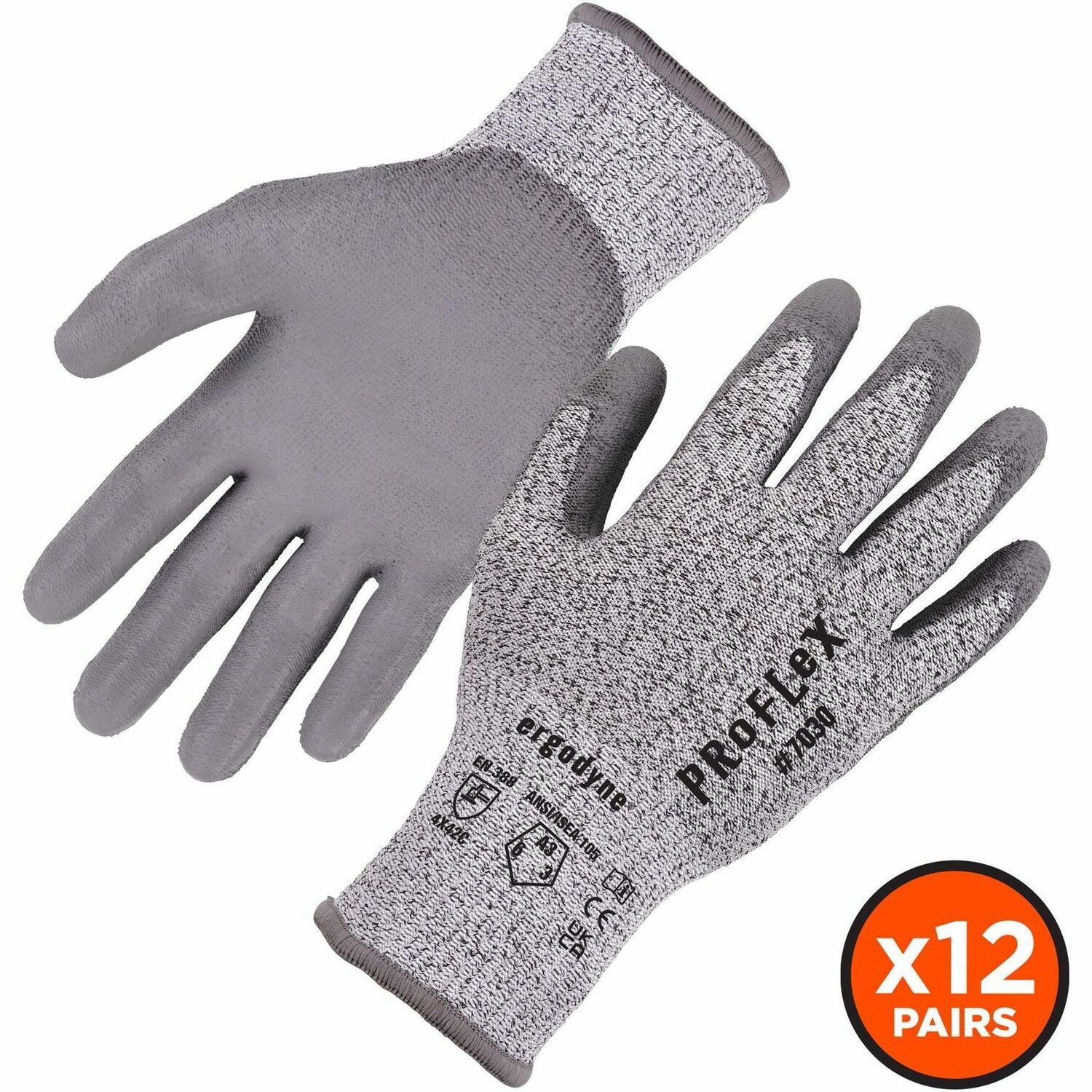 Glove, Coated, A3, Polyurethane, Gray, XL 12/PK