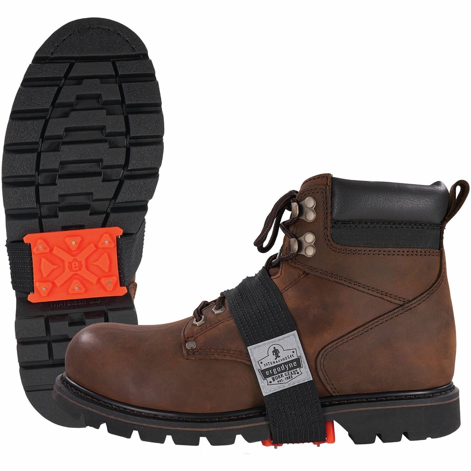 Cleats, Ice, Mid, Heeled, Orange 2/PR
