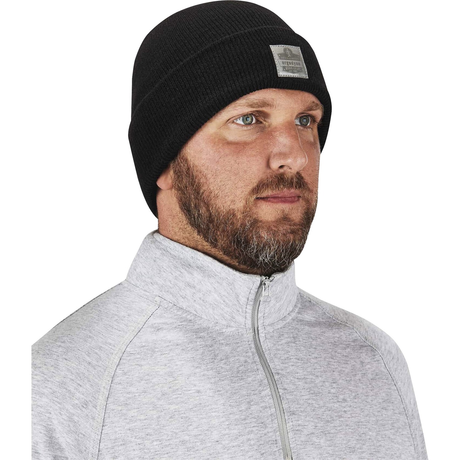 Rib Knit Beanie, Cuffed, Black 6/CT