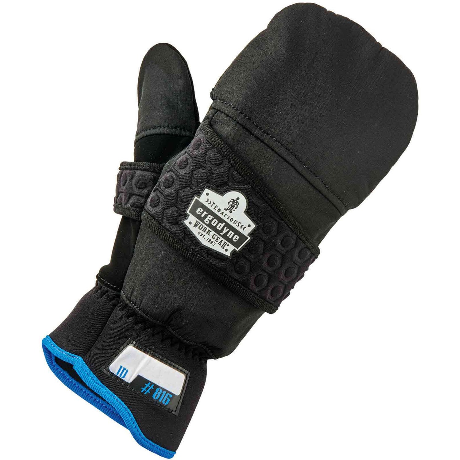 Gloves, Flip-Top, M, Black 2/PR