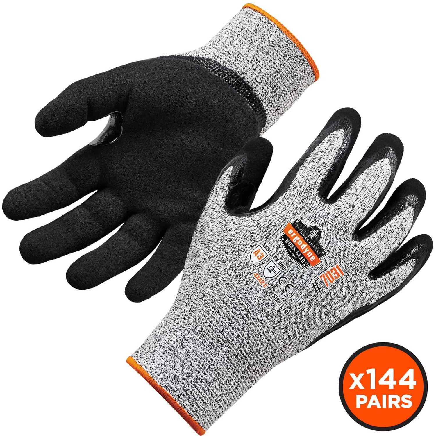 Gloves, Coated CR, A3, XL, Gray 144/CT