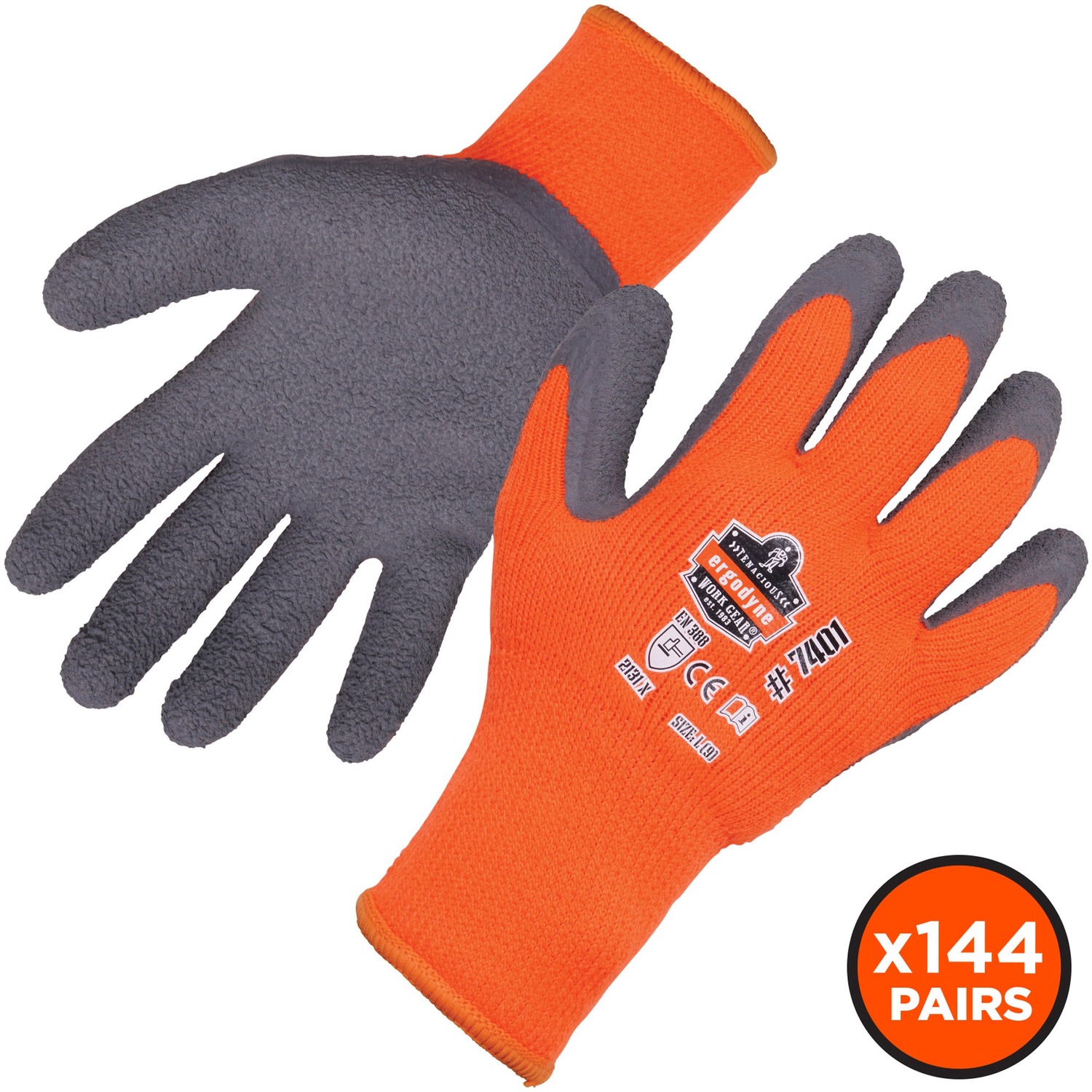 Gloves, Coated Winter, Medium, Orange 144/CT