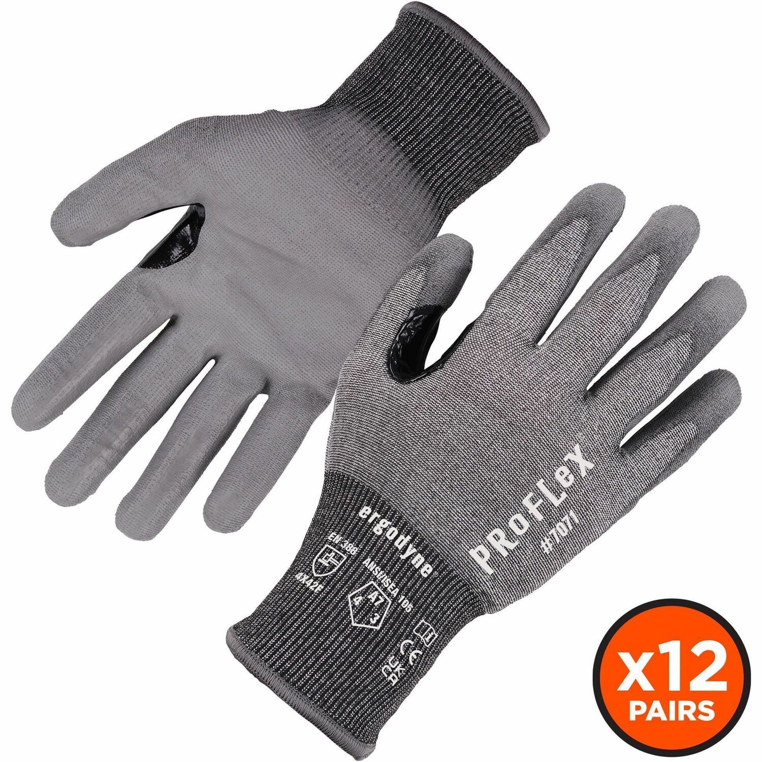 Glove, Coated, A7, PU, Gray, M 2/PK