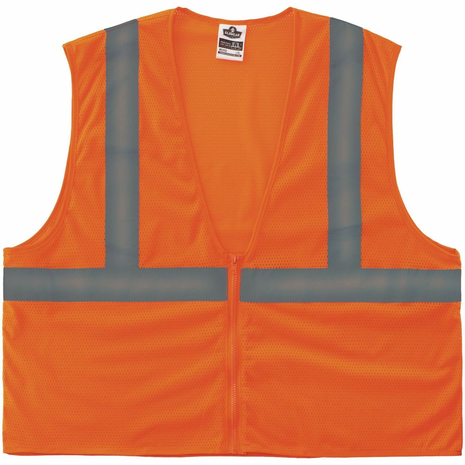 Vest, Mesh, Zipper, Orange, L/XL