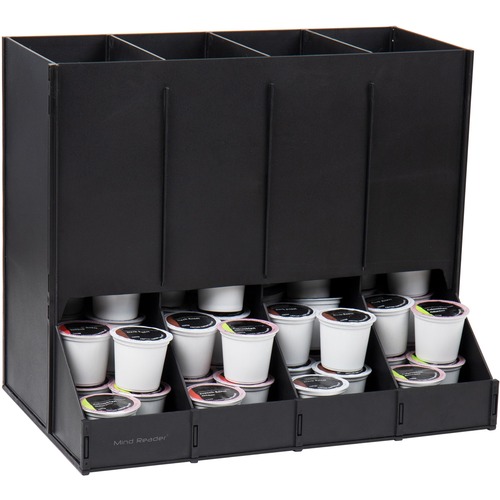 Coffee Pod Dispenser, 4 Compartments, 120 Capsules, Black