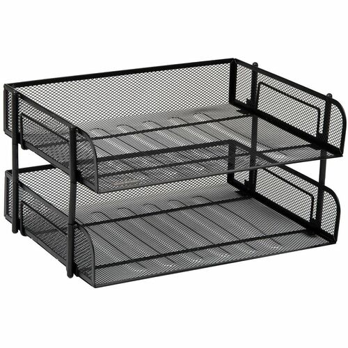 Tray, Letter, 2 Tier, Metal Mesh, Black