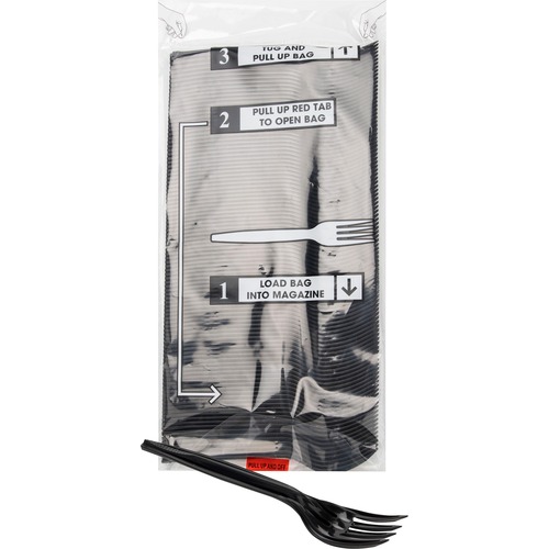 Forks, Dispenser Refills, Polystyrene, Black 100/PK