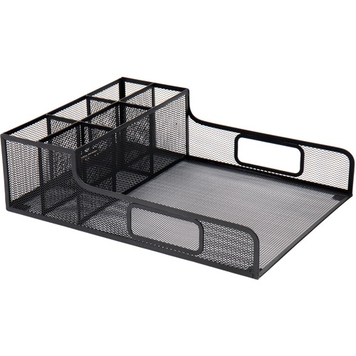 Utensil Organizer, 7 Compartment, Metal, 11.5"x14.75"x5.5", Black
