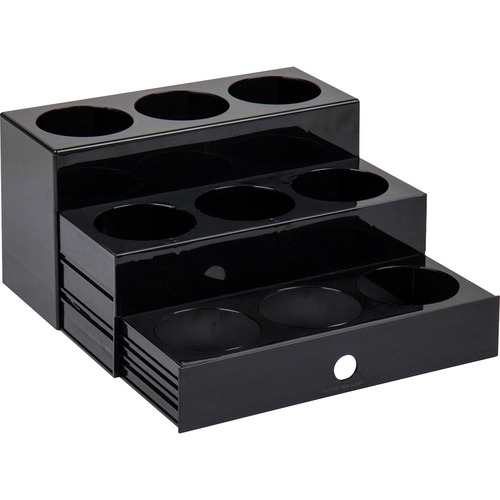 Syrup Bottle Holder, 3 Tier, 9 Compartment, 12.5" x 5" x 7", Black