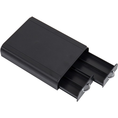Coffee Pod Organizer, 2 Drawer, Plastic, 9.5"x12.25"x2.5", Black