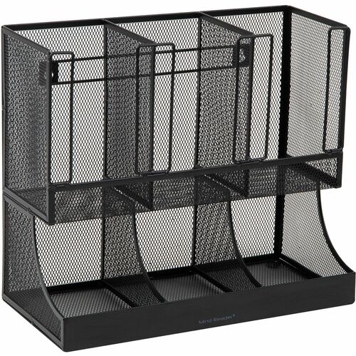 Condiment Organizer, 6 Compartment, Metal, 12.8" x 6.3" x 11.05", Black