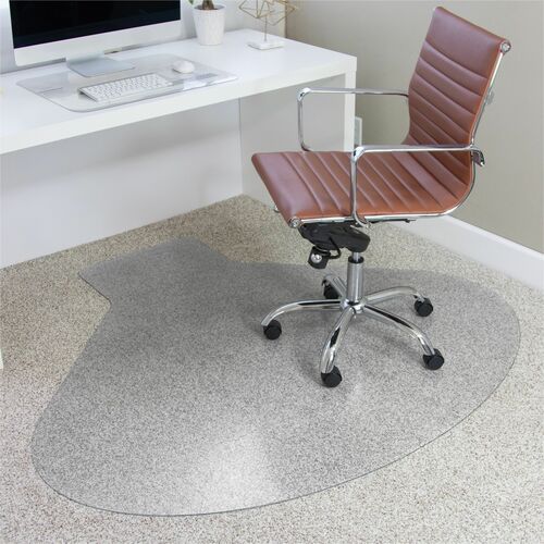 Chairmat, Lipped, Med Pile Carpet, 60" x 66", Clear