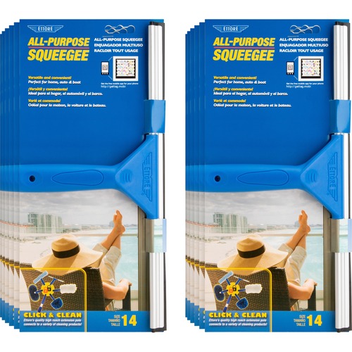 Squeegee, All-Purpose, Tapered Handle, 10" Width, Blue 12/CT