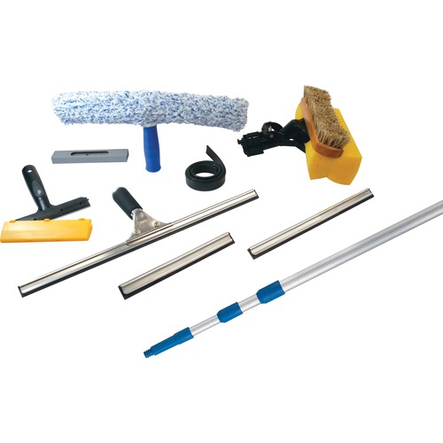 Window Cleaning Kit, 10-1/4" W x 2-3/4" L x 55" H, Blue/Silver