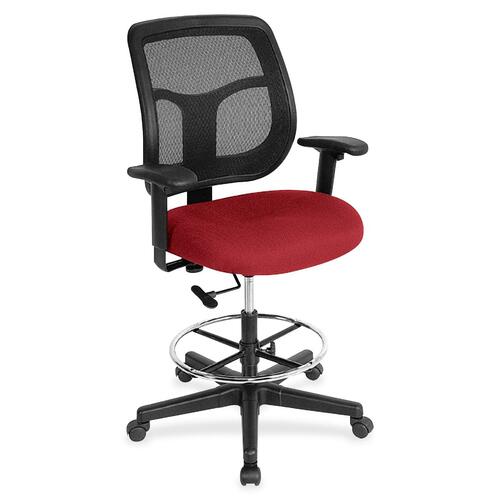 Stool, Drafting, Fabric, Mesh Back, 25" x 24" x 56", Real Red