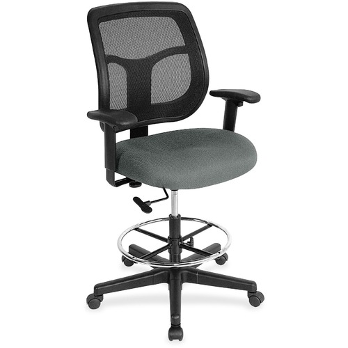 Stool, Drafting, Fabric, Mesh Back, 25"x24"x56", Fog Gray
