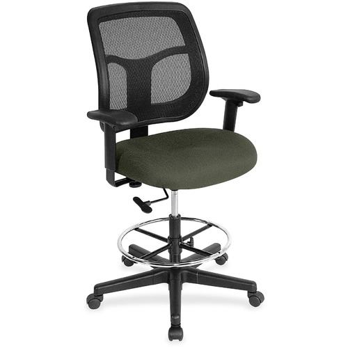 Stool, Drafting, Fabric, Mesh Back, 25" x 24" x 56", Olive Green